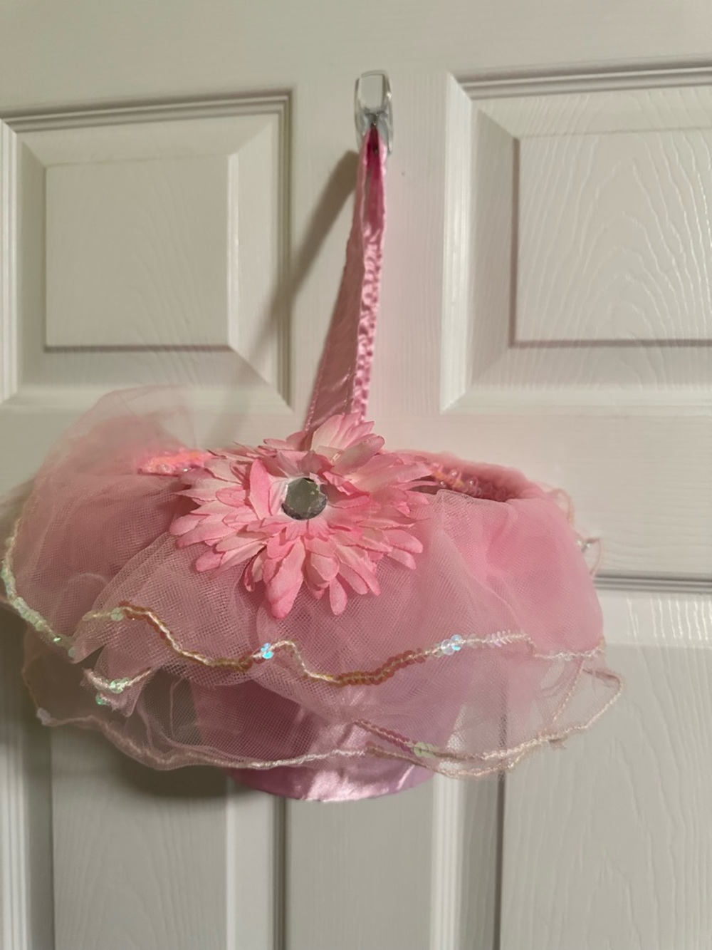 Pink Tulle Flower Basket